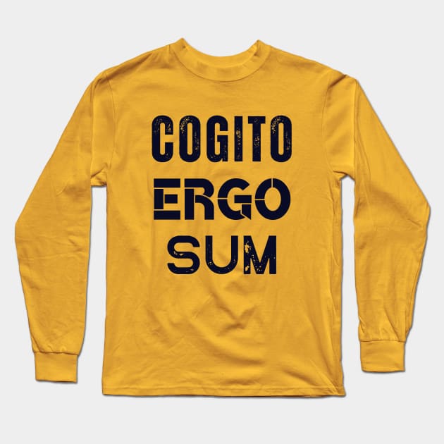 René Descartes quote: Cogito, ergo sum (dark text) Long Sleeve T-Shirt by artbleed